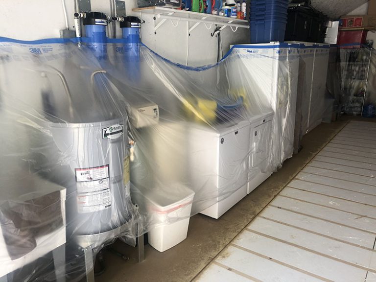 Protected water-heater and appliances inside the shed