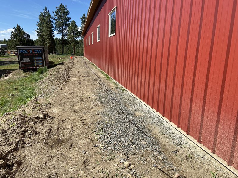 Shop foundation perimeter with staged injection equipment
