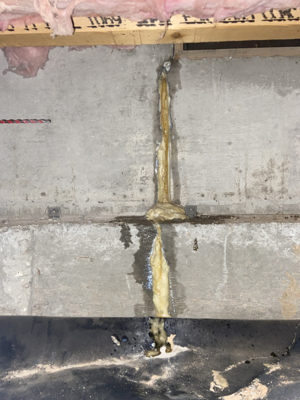 foundation crack-seal and exterior drain area (image 2)