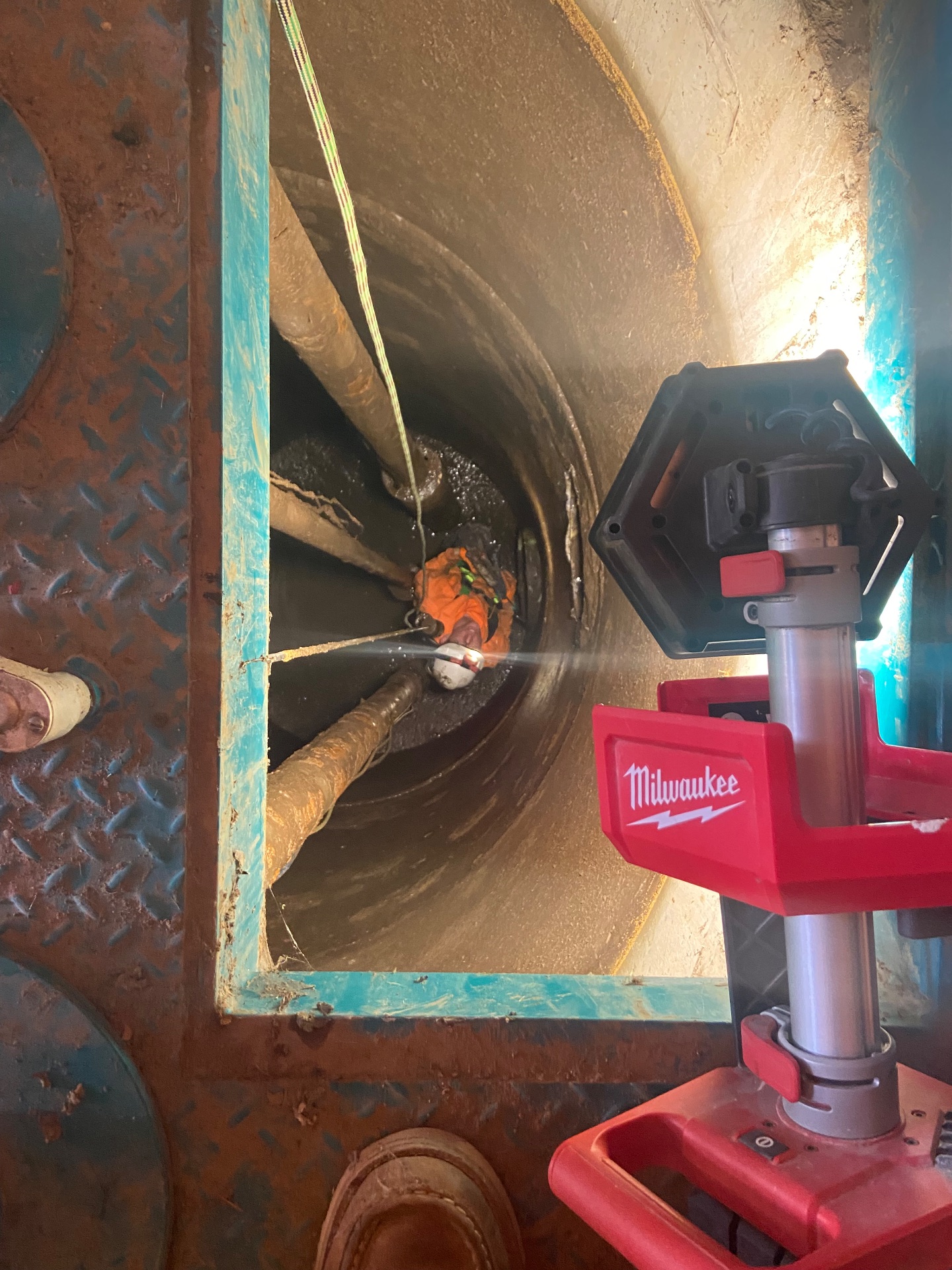 Pressure grouting annular space around the pipe