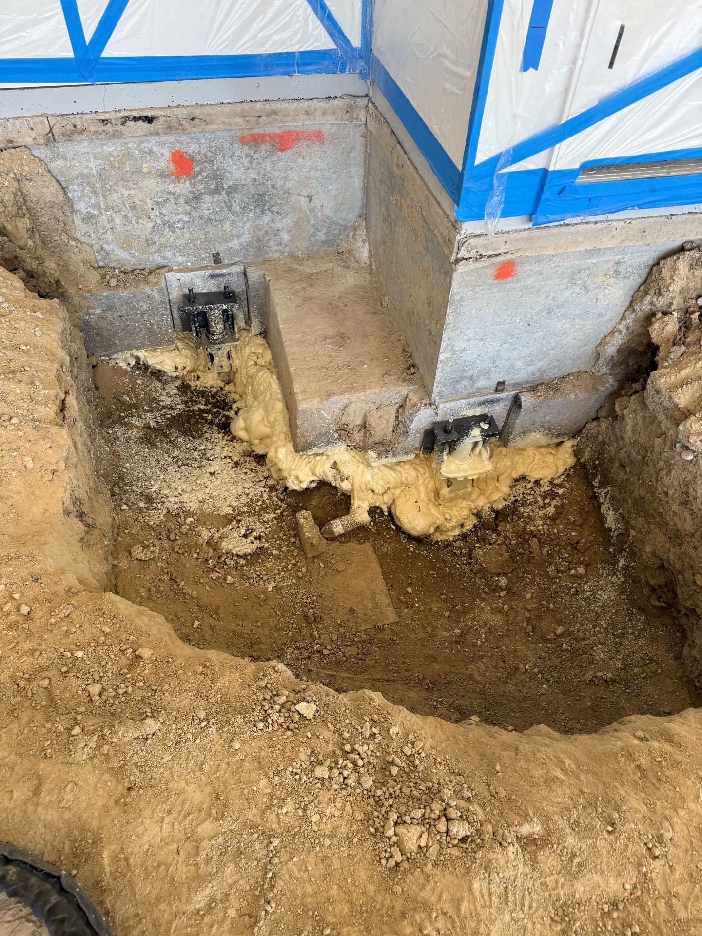 We inject foam between the foundation and the soil. This forms a seal between the newly lifted foundation and the soil.