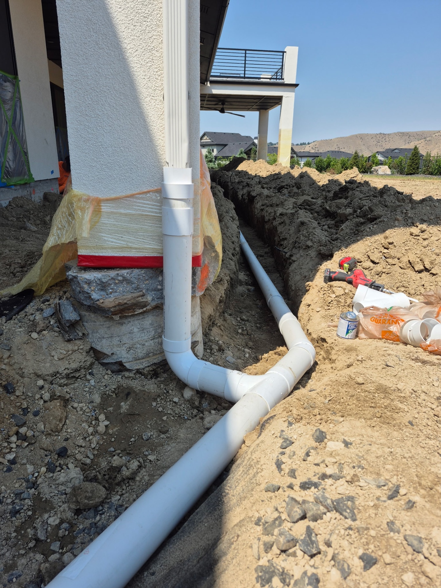 New drainage plumbing.