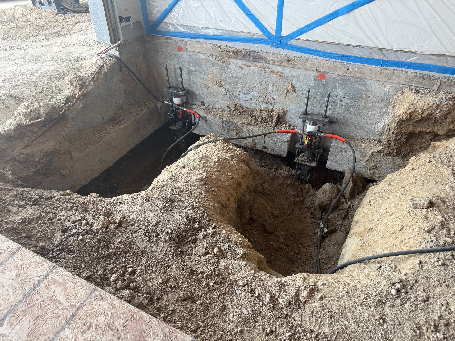 Using our power team lift system we can lift multiple piers simultaneously causing less stress on the foundation during the lifting process.